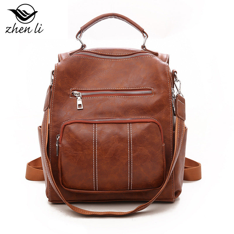 Wholesale PU Leather Shoulder Document Retro Style Backpack